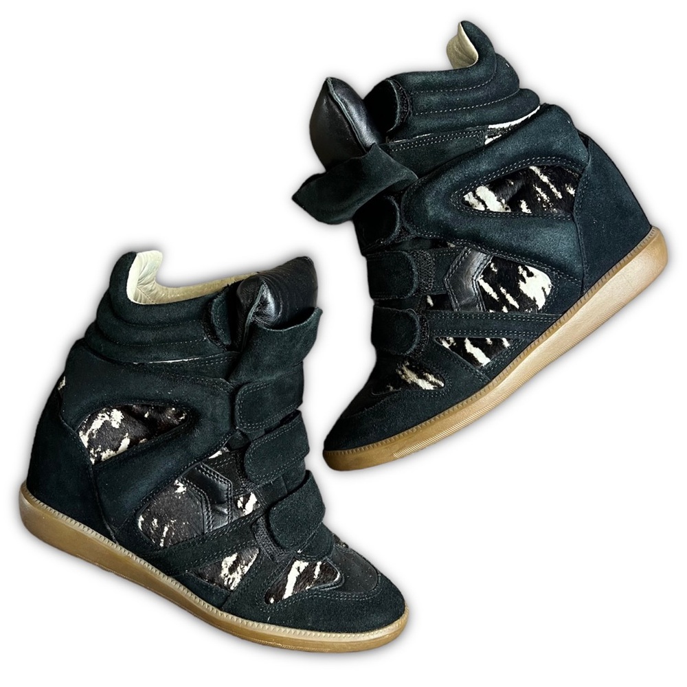 Isabel Marant Bekett Ponyhair Sneaker Wedges